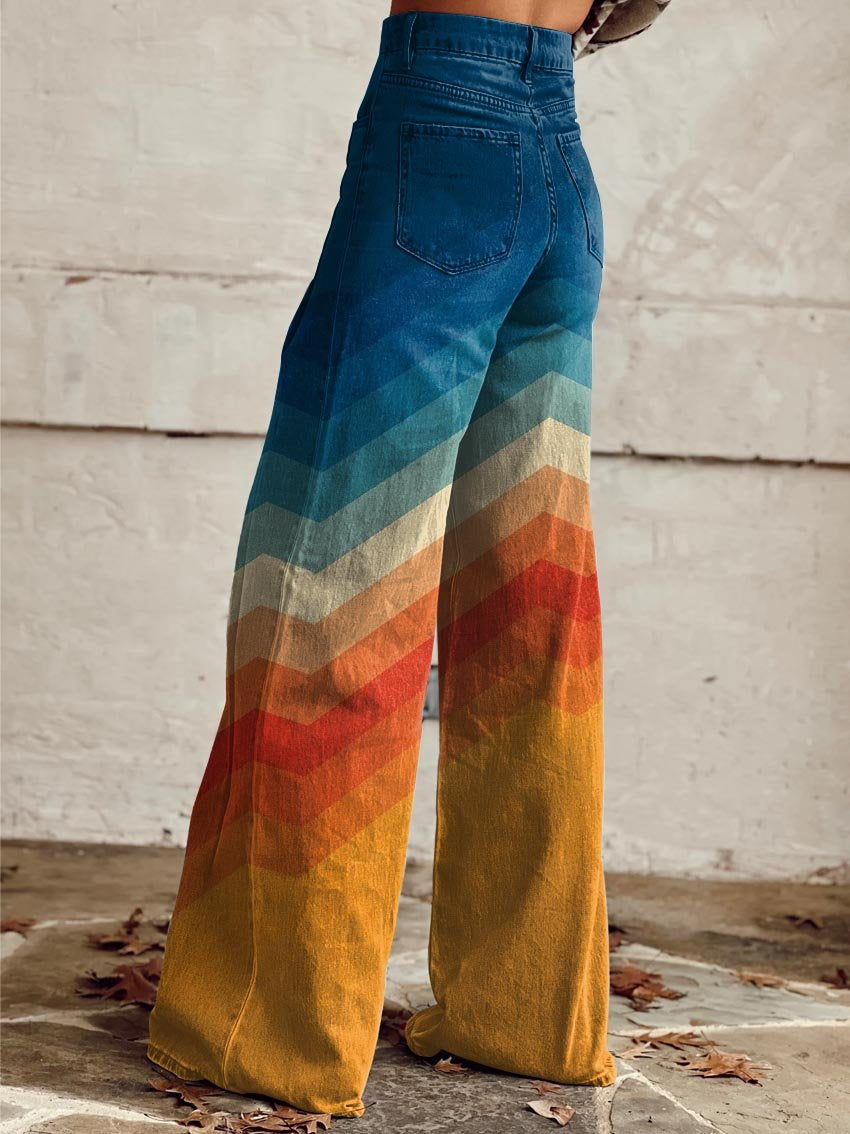 Ravibe | Rachel Retro Chevron Wide Pants