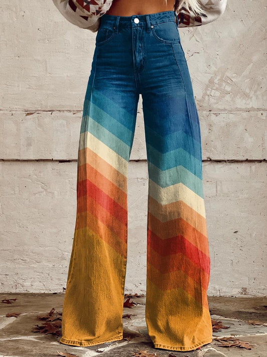 Ravibe | Rachel Retro Chevron Wide Pants